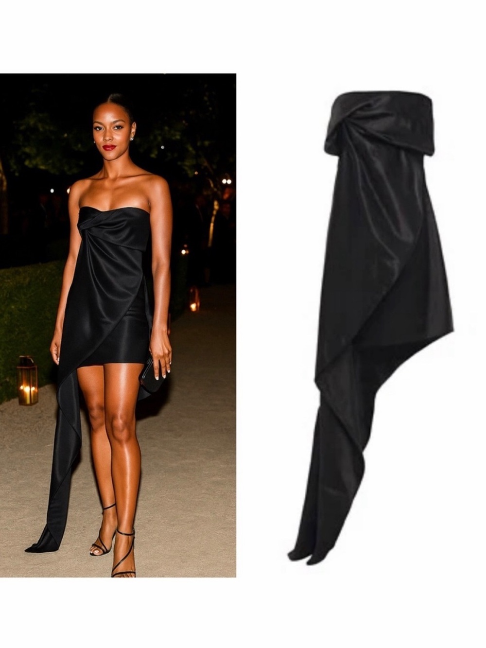 Lanvin Black Mini Dress Silk Satin Strapless 4 Cocktail Party Wedding Ruffle 🟡
